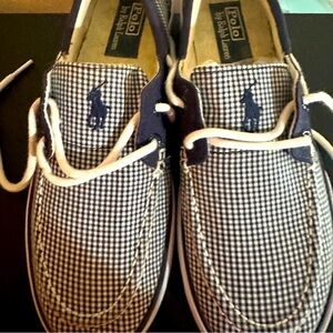 Polo by Ralph‎ Lauren Navy and White Boat Shoes Preppy Style